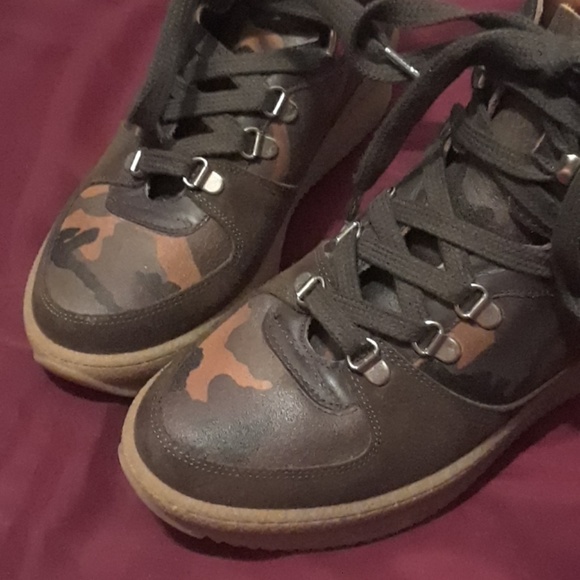 EUC Shellys London green camo sneakers sz 9 midtop - Picture 7 of 8